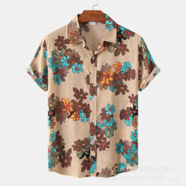 跨境新款男衬衫速卖通热卖休闲衫衫夏威夷街潮衬衫东南亚热带衬衫