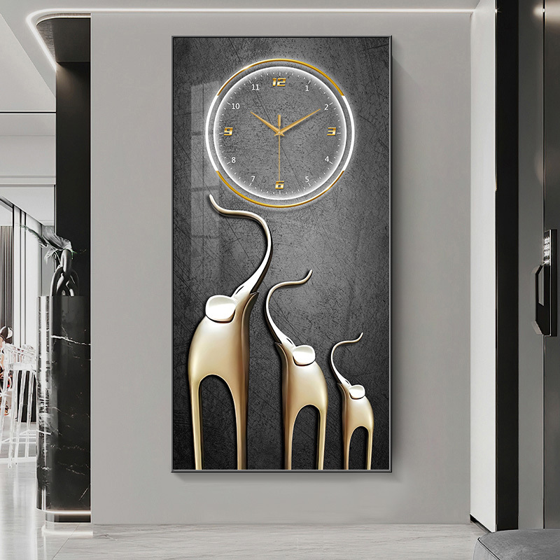 Lucky Elephant Ruyi reloj colgante pintura sala de estar pintura decorativa restaurante de moda pasillo mural pared colgante reloj pintura
