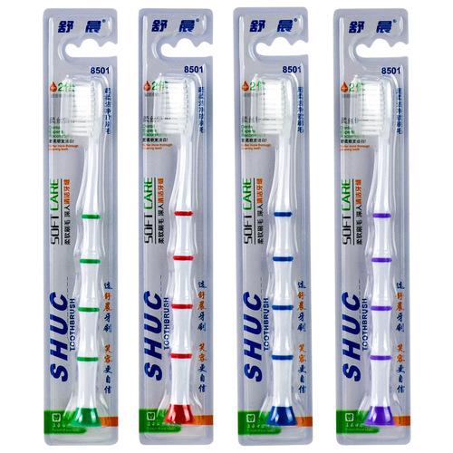 Shuchen Adult Soft Bristle Toothbrush Item No. 8501 Bamboo Standing Adult Single Filament Soft Bristle Gum Protecting Toothbrush