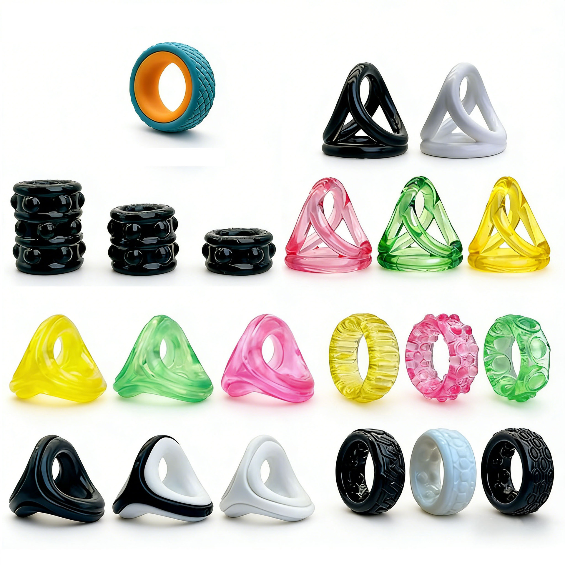 Triple-Ring Delay Cock Ring for Couples, TPE Scrotal Restraint Ring, Removable Dual-Color Design — detail image 1