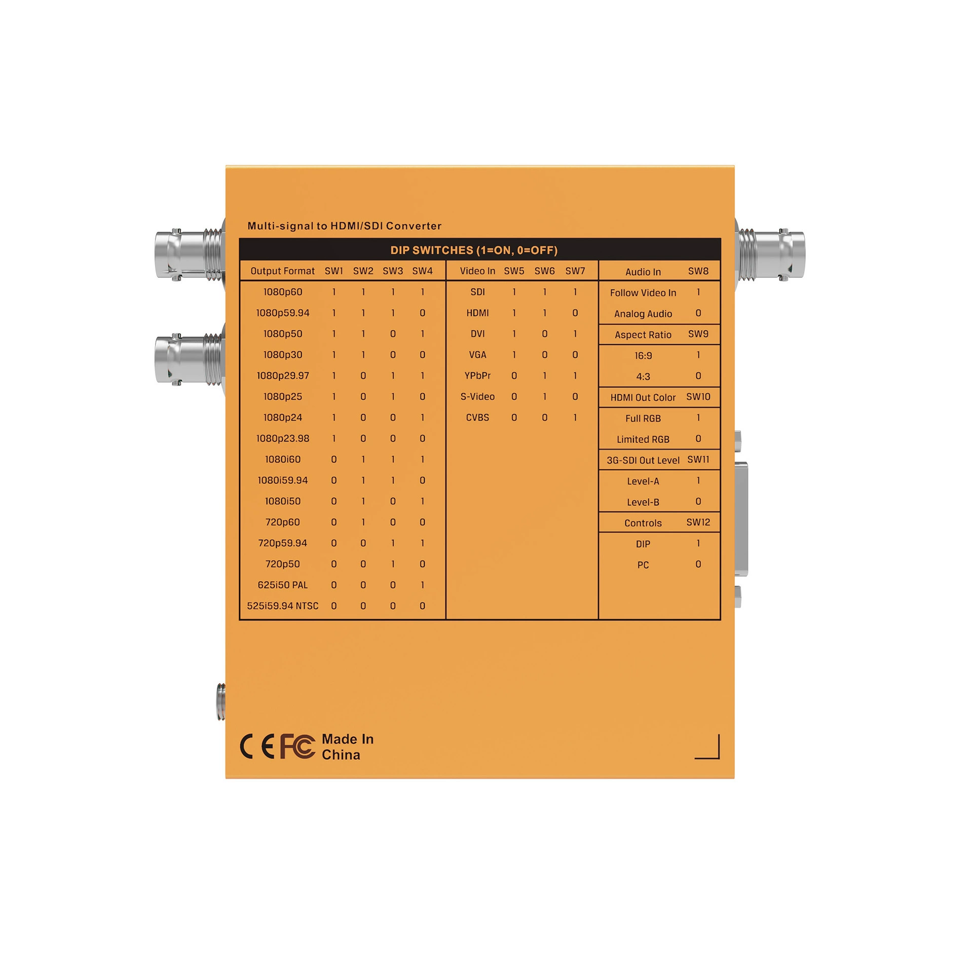 迈拓斯AVMATRIX SC7030 DVI/YPBPR/VGA/SDI/CVBS to SDI/HDMI converter