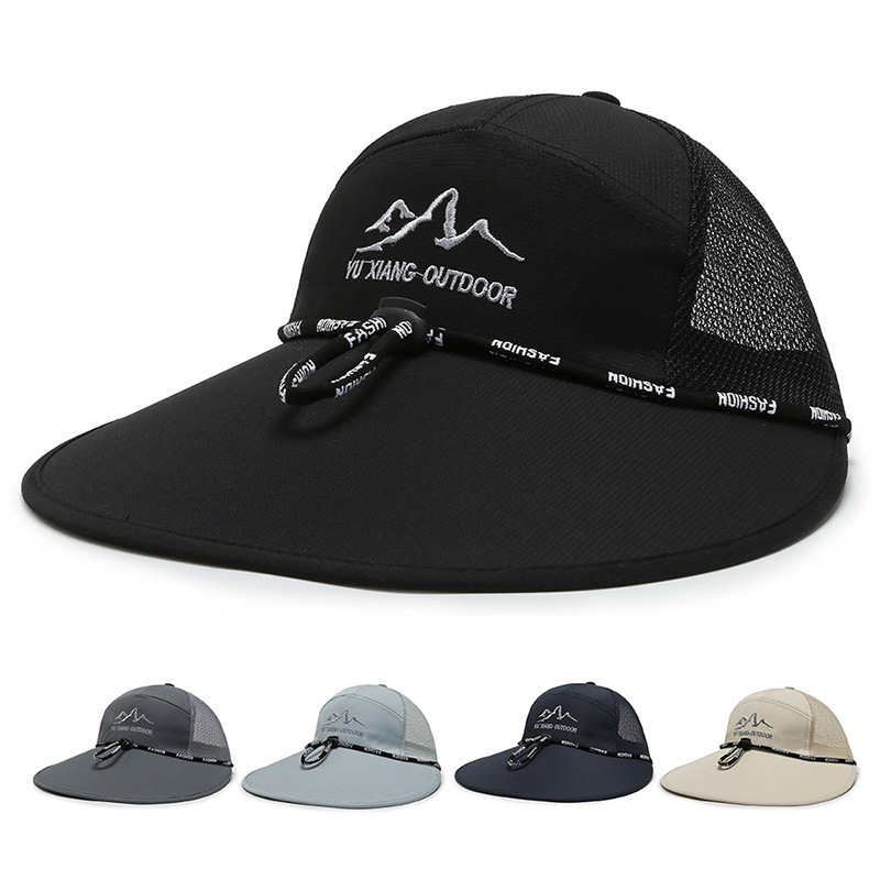 新款钓鱼帽春夏天百搭男网帽刺绣大檐帽户外休闲防晒透气女遮阳帽