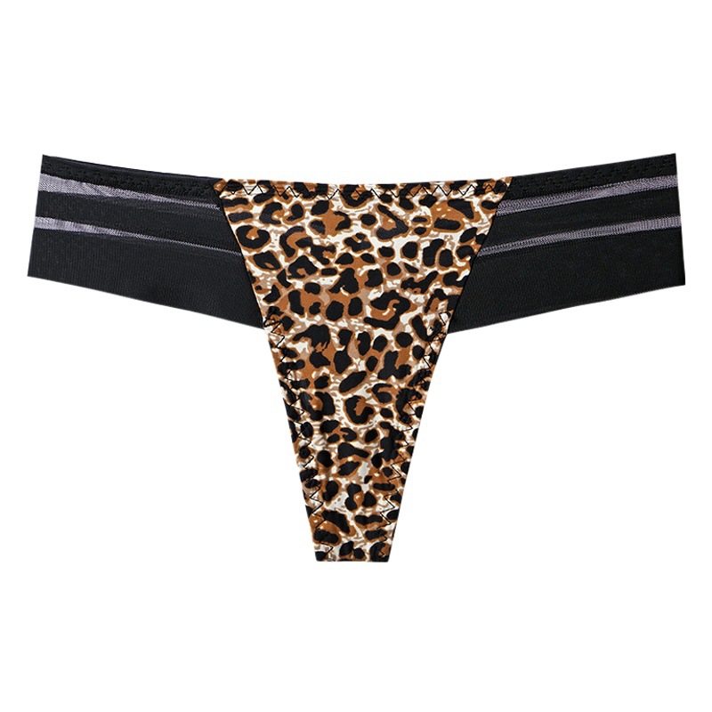 Europeo y americano nuevo más tamaño Tanga de seda de hielo de las mujeres sin costura cintura baja de las mujeres T pantalones sexy encaje borde ropa interior de las mujeres puro deseo