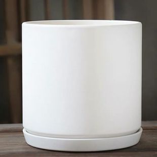 Flower Pot Ceramic White Simple Matte Black with Tray Scandinavian Creative Stylish Pothos Green Plant Large Small Flower Pot