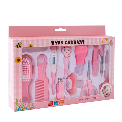 12-piece baby care set, baby medication care set, baby comb brush nail clip set