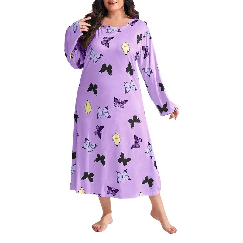 2025 европейская и американская толстая женщина амазонка с длинным рукавом сердце бабочка с леопардовым принтом с плечами длинная ночная юбка большого размера