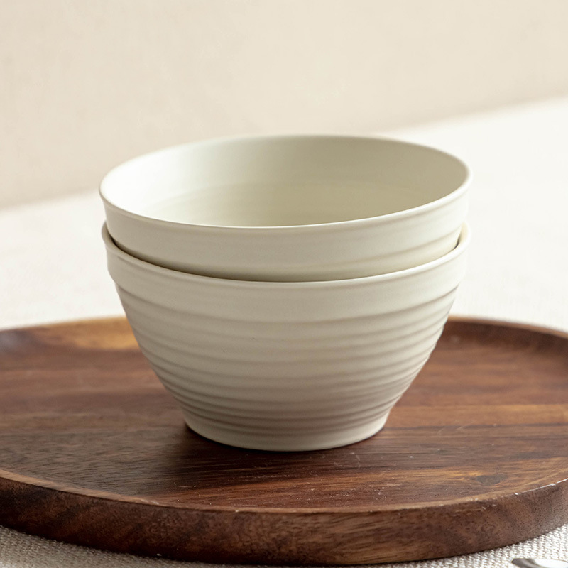Simple All-match Rice Bowl Household One-person Rice Bowl Soup Bowl Solid Color Ceramic Small Bowl Round Tableware Noodle Bowl