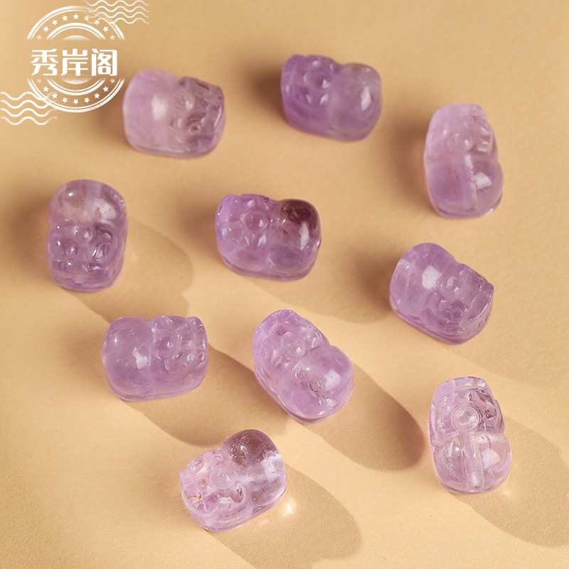Natural Crystal Pixiu Through-Hole Accessories, Multi-Color DIY Bracelet Beads, Fortune-Attracting Pixiu Jewelry Accessories