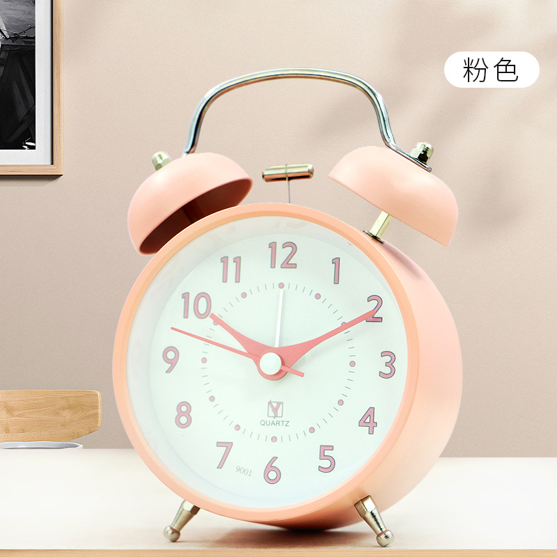 Reloj simple para estudiantes con dormitorio perezoso levantarse de la cama super alto reloj de asiento de metal nuevo silencioso caminando reloj despertador de luz nocturna
