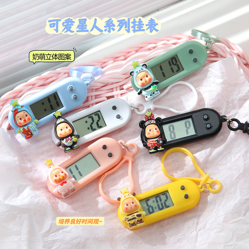 Cartoon Cute Starman Series Electronic Watch Mini Portable Student Hanging Watch Candy-Colored Keychain Pendant Cartoon Cute Starman Series Electronic Watch Mini Portable Student Hanging Watch Candy-Colored Keychain Pendant