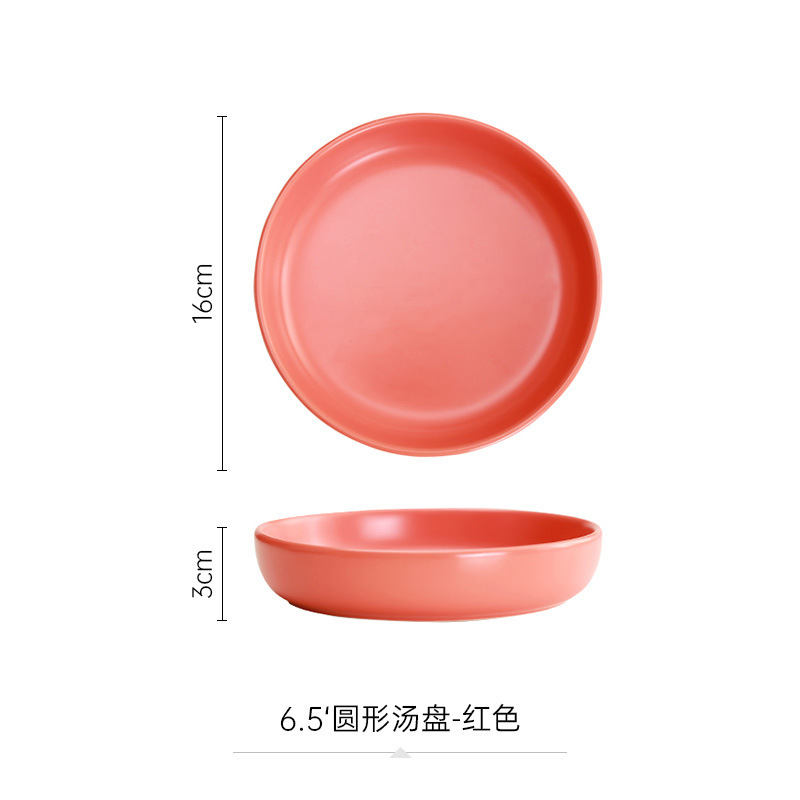 6.5 인치 라운드 스프 플레이트-레드