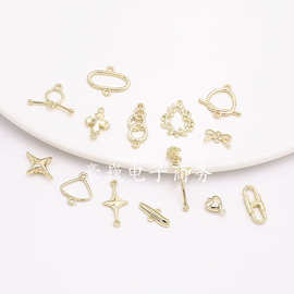 K金多图案双吊圈圈环耳环项链手链 钥匙扣饰品配件