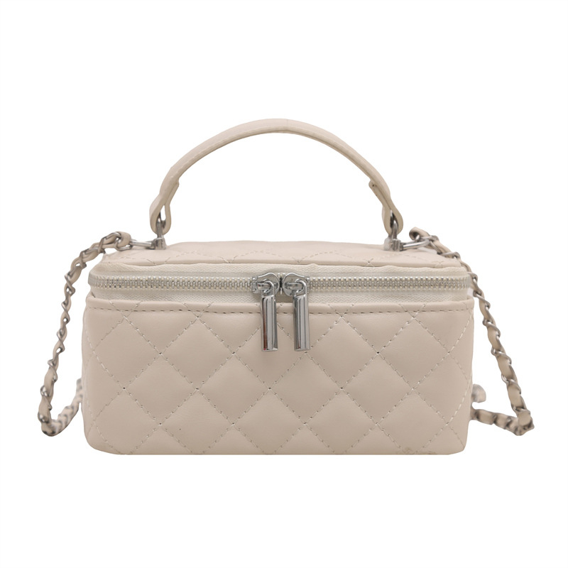New Women's Handbag Small Square Bag Fashionable Makeup Box Bag Chain Diamond Grid Crossbody Bag - Thumbnail 6
