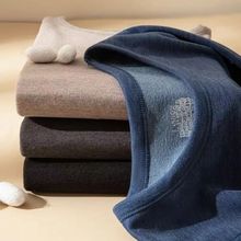 男士加绒加厚圆领自发热保暖内衣秋衣秋裤保暖一整套黑色灰色蓝色