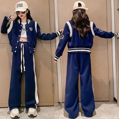Children's Spring and Autumn Thin Set 2024 New Middle Child Korean Version Girl Baseball Clothes Fashion Two-Piece Set