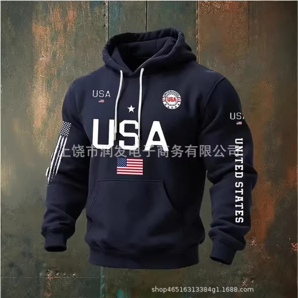 2026 Hot-Selling Cross-Border 3D Printed Hooded Sweatshirt for Men and Women, European and American Hip-Hop Style, Loose-Fitting Jacket with National Flag Design, American Style 2026 Hot-Selling Cross-Border 3D Printed Hooded Sweatshirt for Men and Women, European and American Hip-Hop Style, Loose-Fitting Jacket with National Flag Design, American Style