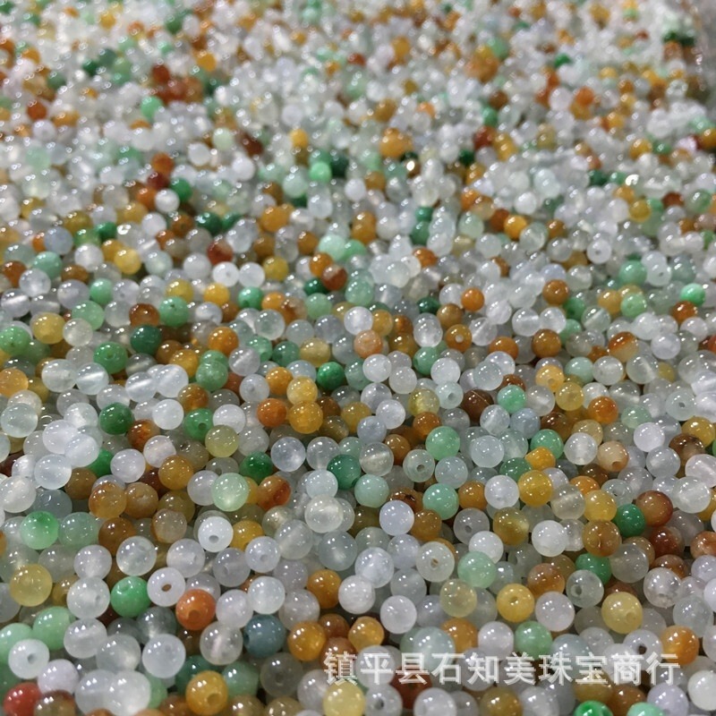 メーカー直販翡翠a品三彩散珠3-13mm円珠ミャンマー翠玉diyアクセサリー卸売り|undefined
