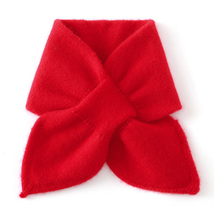 Autumn and Winter 2024 New Boys and Girls Cashmere Knitted Small Scarf Peach Heart Cross Warm Neck Protection Scarf