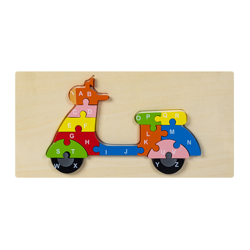 Rompecabezas para niños transfronterizos Animales cognitivos digitales dibujos animados rompecabezas tridimensional educación temprana para bebés iluminación juguetes de madera al por mayor