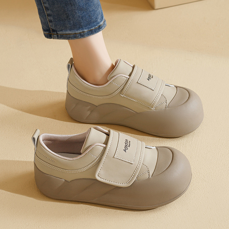 Augu Shiden zapatos blancos para mujeres 2025 nuevo otoño y invierno más velcro de fondo grueso zapatos de skate zapatos deportivos casuales velcro