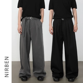 nirben男装|立体剪裁双褶A字型西裤男垂感纯色简约百搭休闲长裤潮