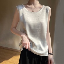 吊带背心女圆领2022夏季内搭配西装醋酸绸缎面外穿无袖上衣打底衫
