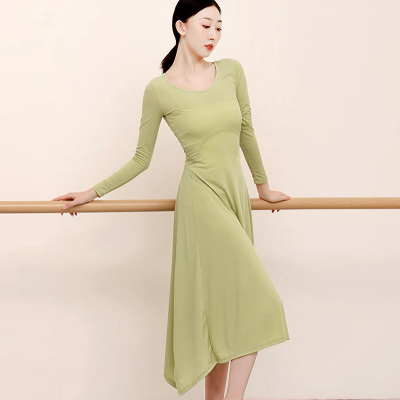 Dance Skirt with Large Hem, Classical Dance Dress, Modern Dance Practice Outfit, Slimming Solid Color Tang Shiyi Adult Body Suit