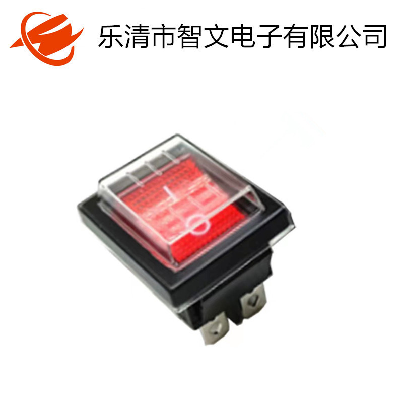 船型开关KCD4 机械家电开关32*25mm 2/3档4/6脚 带防水帽开关