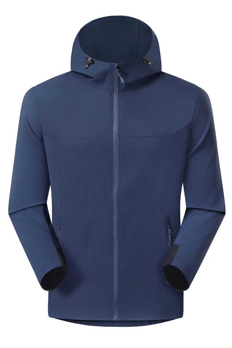 Chaqueta de asalto ligera de un solo golpe con capuchón delgada a prueba de viento impermeable al aire libre transpirable caminata chaqueta de montaña hombre