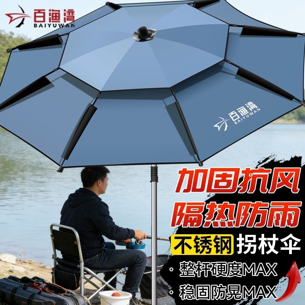 Outdoor fishing umbrella with universal handle, 12-rib reinforced sun protection large fishing umbrella, sunshade for stalls, thickened rainproof umbrella