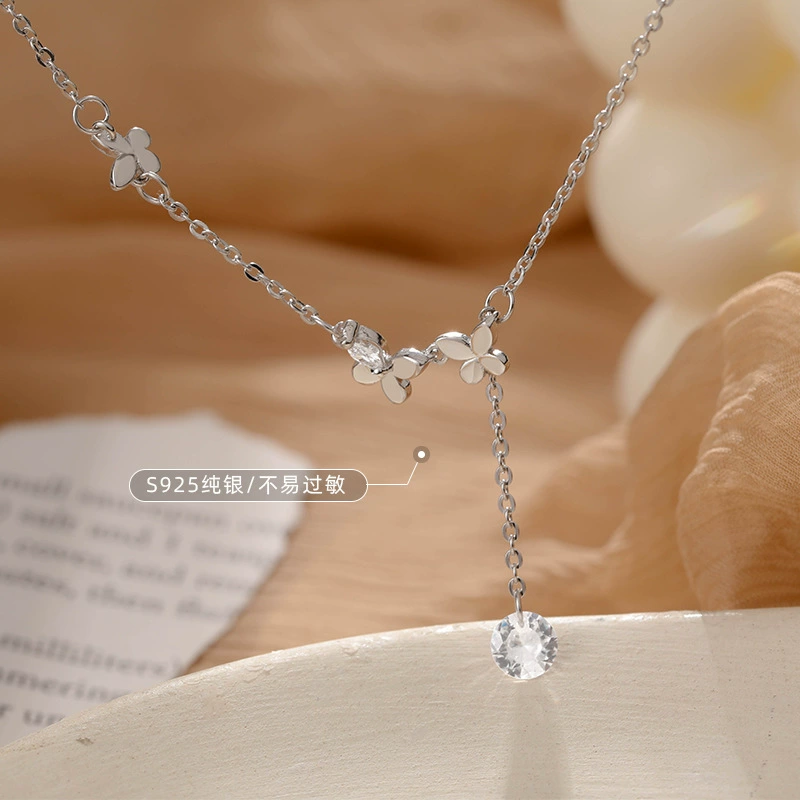 Fresh sexy ankle bracelet with tassels, silver 925 sample, simple and elegant design, internet celebrity, Birthday gift