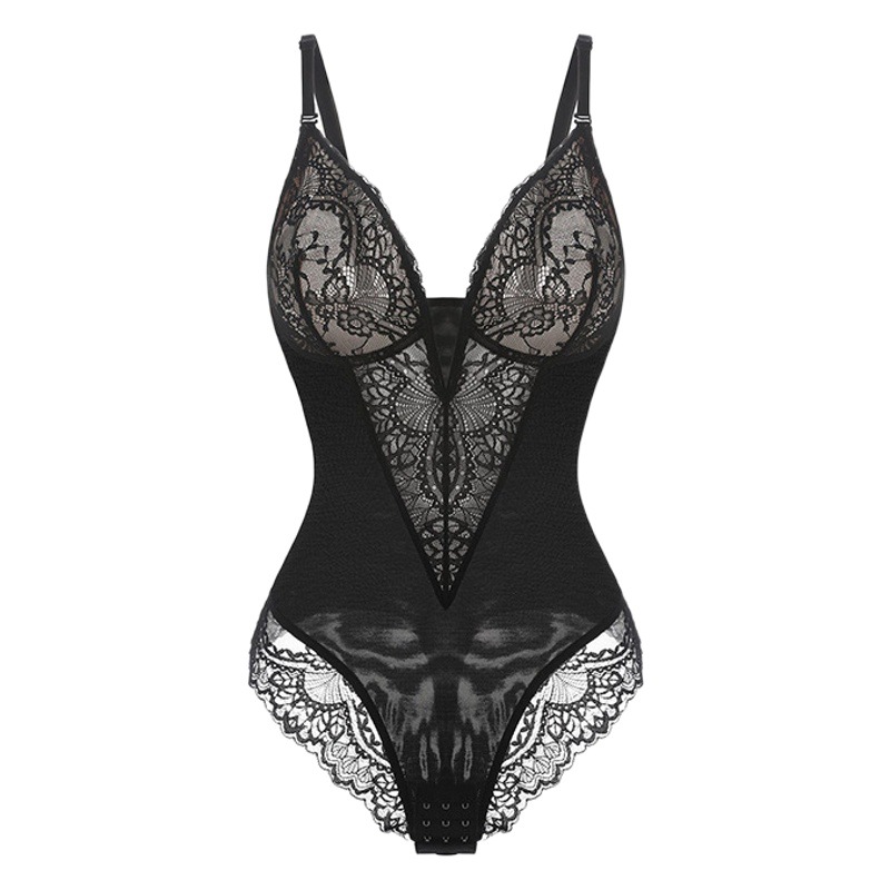 Transfronteriza europea y americana encaje hueco fuera mono sexy vientre de las mujeres que contrae el corsé de elevación de la cadera más el tamaño que forma el cuerpo de la ropa interior