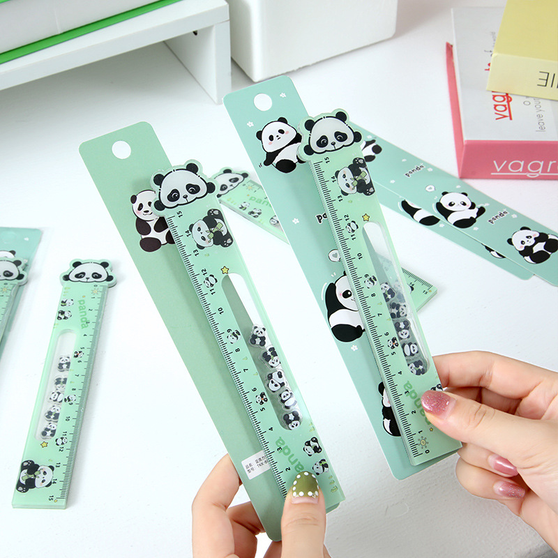 Grupo creativo niño panda regla recta regla de rotación regla de apertura de la temporada escolar regla de descompresión de alto valor facial papelería de aprendizaje especial para estudiantes primarios
