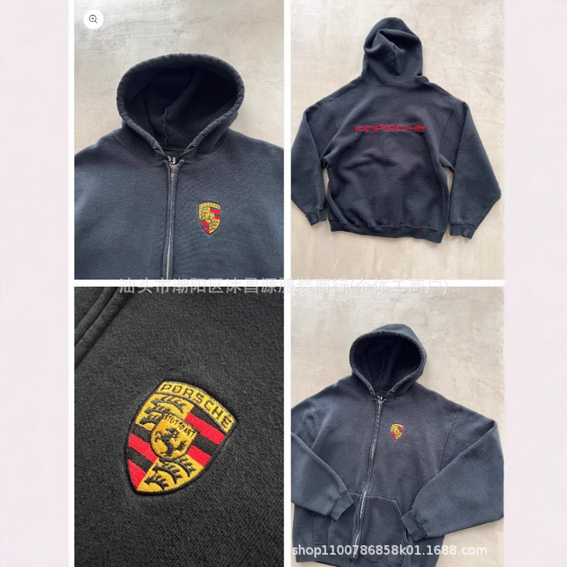 Spring and Autumn Simple Solid Color Zipper Sweater Jacket American Style Retro Distinctive Street Fashion All-match Hooded Cardigan for Men and Women