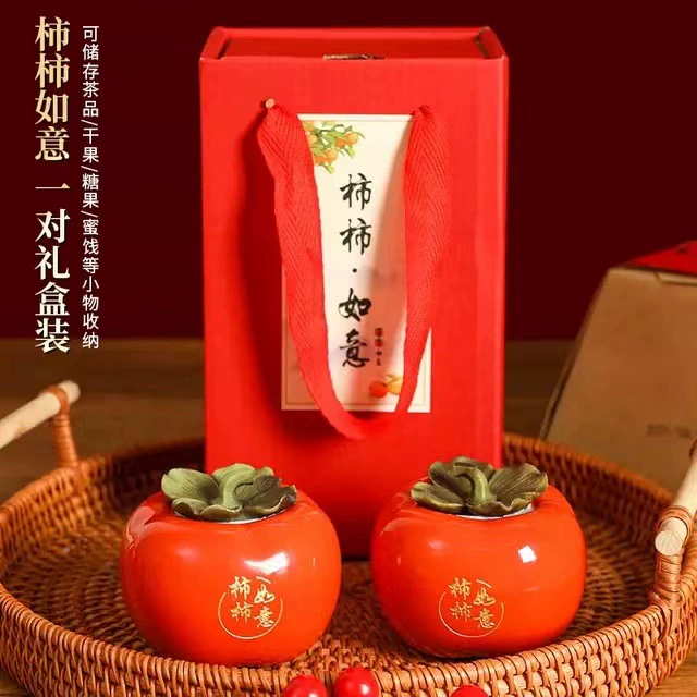Малый универсальный Ruyi керамика, имитация кода, керамическая банка для чая «Хурма», тибетская банка для сахара