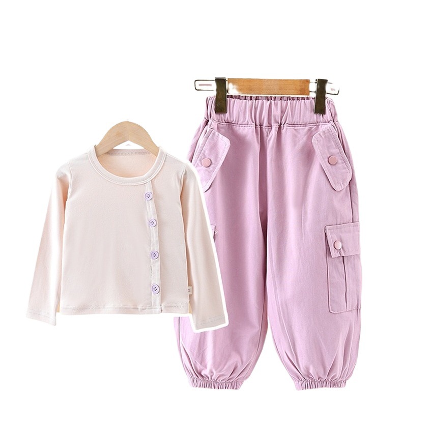Conjunto bebé menina camisola manga comprida e calça moda_voghion.com