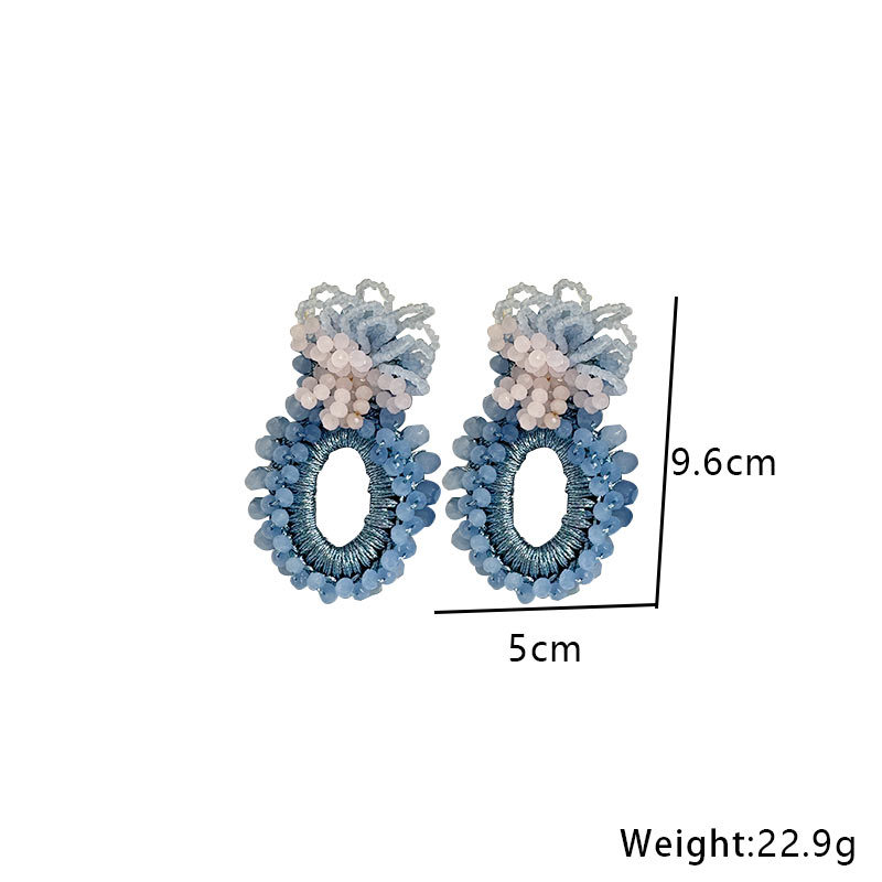 Sweet Oval Flower Artificial Crystal Glass Women's Drop Earrings display picture 1