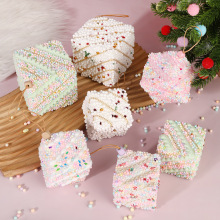 跨境圣诞树装饰马卡龙颗粒泡沫礼盒创意圣诞氛围感装饰礼品盒挂件