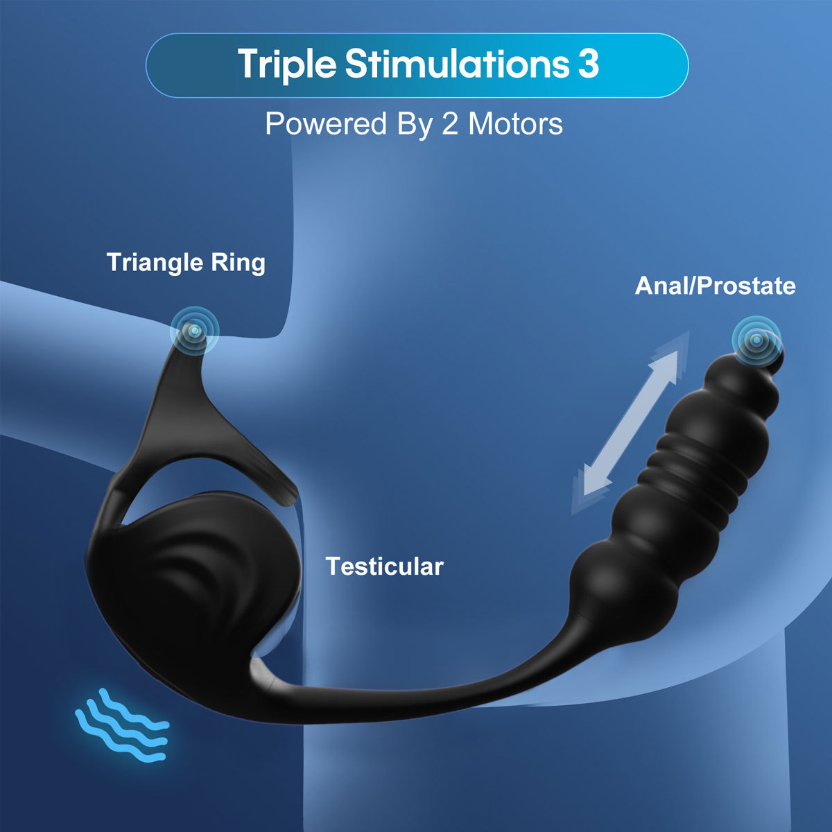 App-Controlled Telescopic Prostate Massager with Vibrating Rear Plug, Silicone — detail image 2