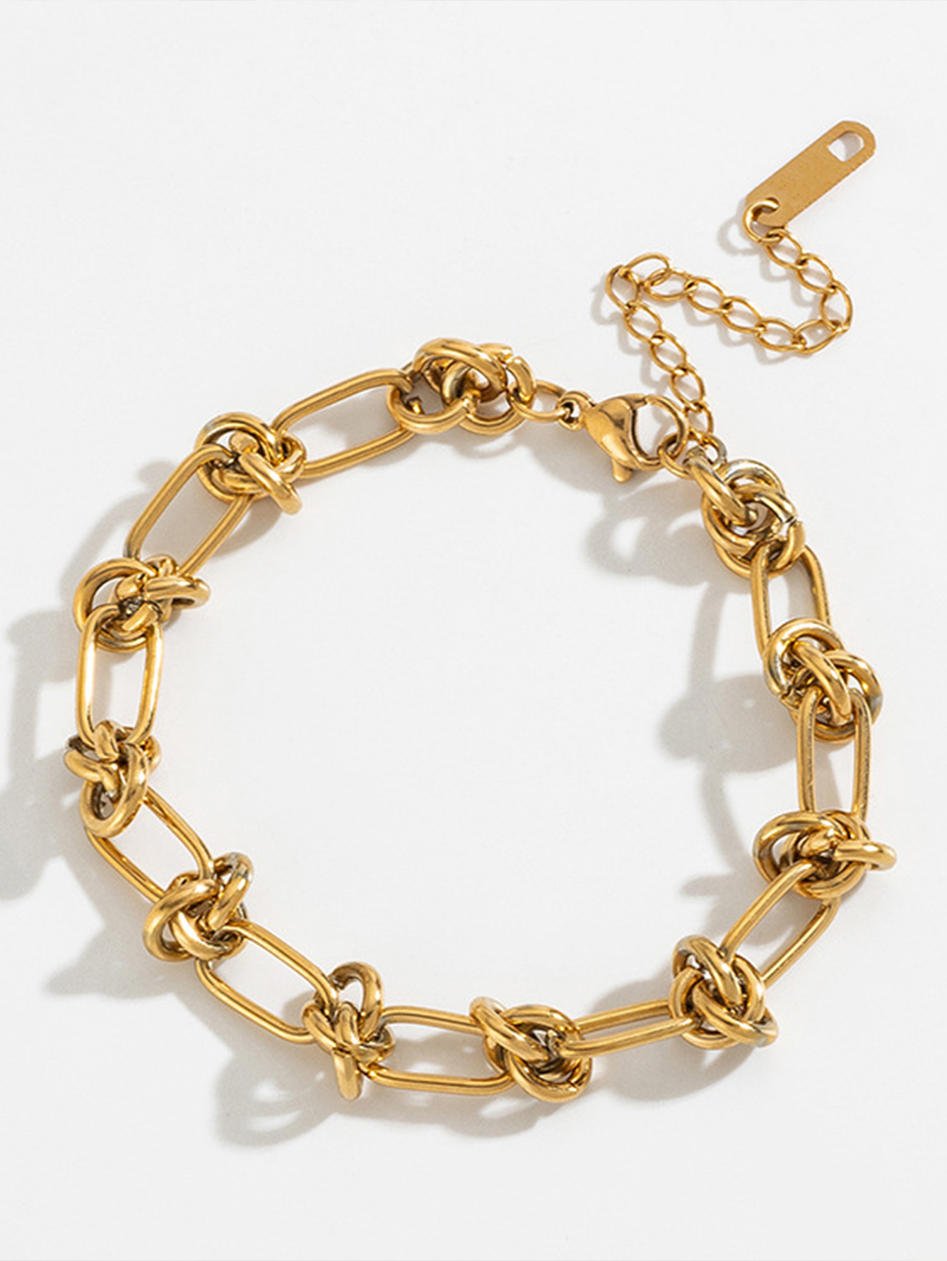 tie a knot hip hop trend titanium steel bracelet no fading thick chain personality neutral couple style ins bracelet_voghion.com