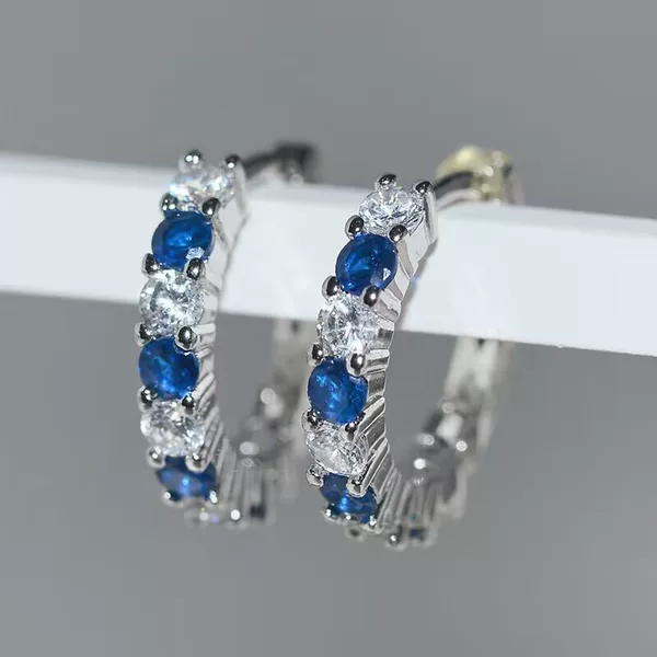European and american fashion simple temperament circle hollow diamond women's earrings two buckle ear jewelry factory direct sales