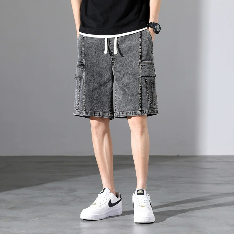 2023 летние новые мужские спортивные повседневные джинсы больших размеров с пятью точками плюс жир