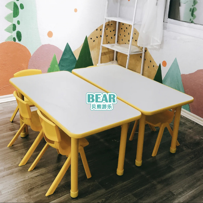 Kindergarten Fireproof Board Six-Person Long Square Table Lifting Learning Table Children's Baby Painting Game Table Early Education Art Table