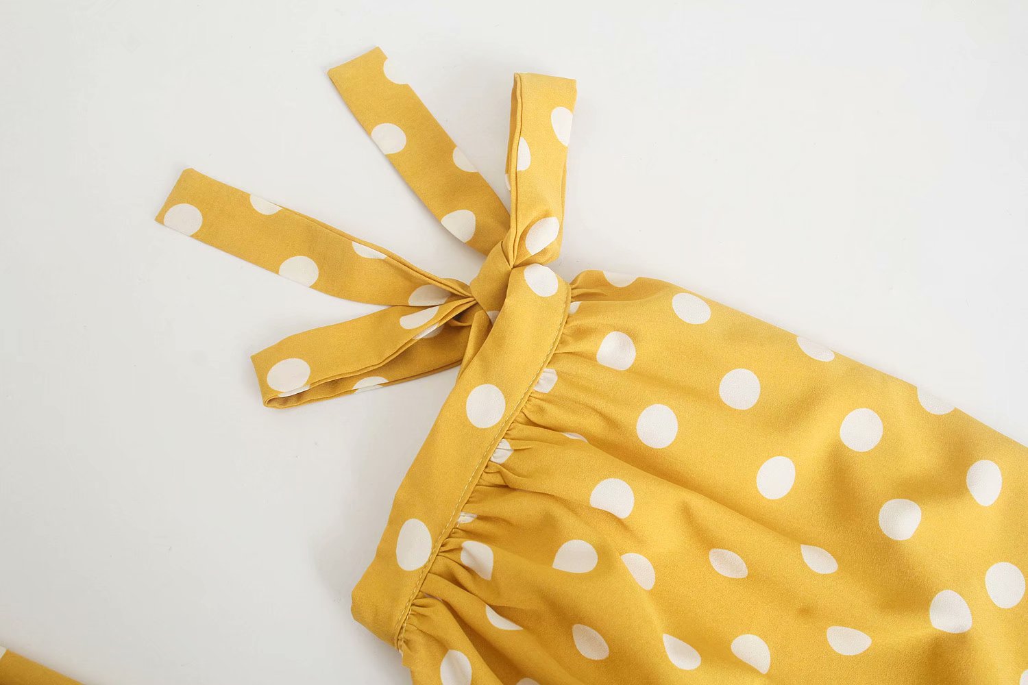 wholesale fashion yellow polka dot cuffs fishtail dresspicture3