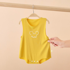 Baby's casual cut seamless modal pants set, diaper cover connected onesie, summer thin version baby sleeveless triangle crawl suit