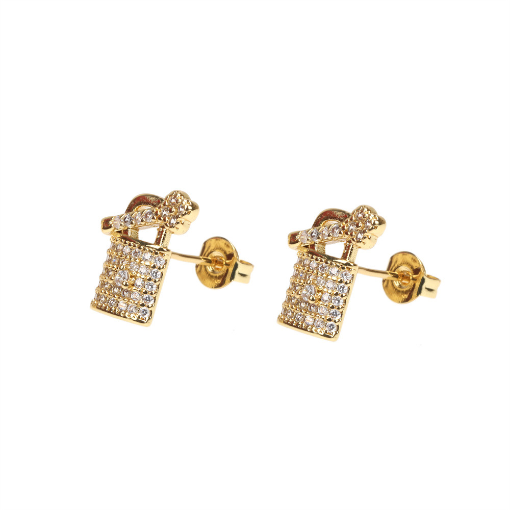 New Zircon Key Lock Earrings Creative New Trendy Earrings Wholesale display picture 2