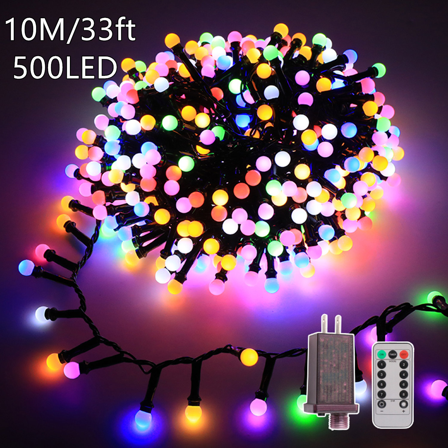 Comercio exterior transfronterizo de baja tensión plug-in de la cadena de luz de la cereza 10 m 500 luces adecuadas para el dormitorio de vacaciones de Navidad luces de colores decorativos