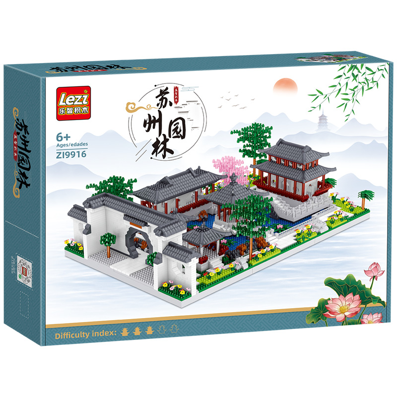 Lezhi ZI9916 Suzhou jardín en miniatura partículas de diamante montaje de bloques de construcción de juguete DIY modelo de montaje