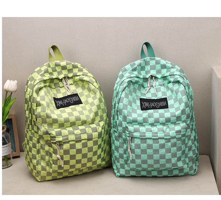Korean ins artistic trend checkerboard checkered backpack, Japanese Harajuku style fresh and clean high school and junior high school student bag undefined