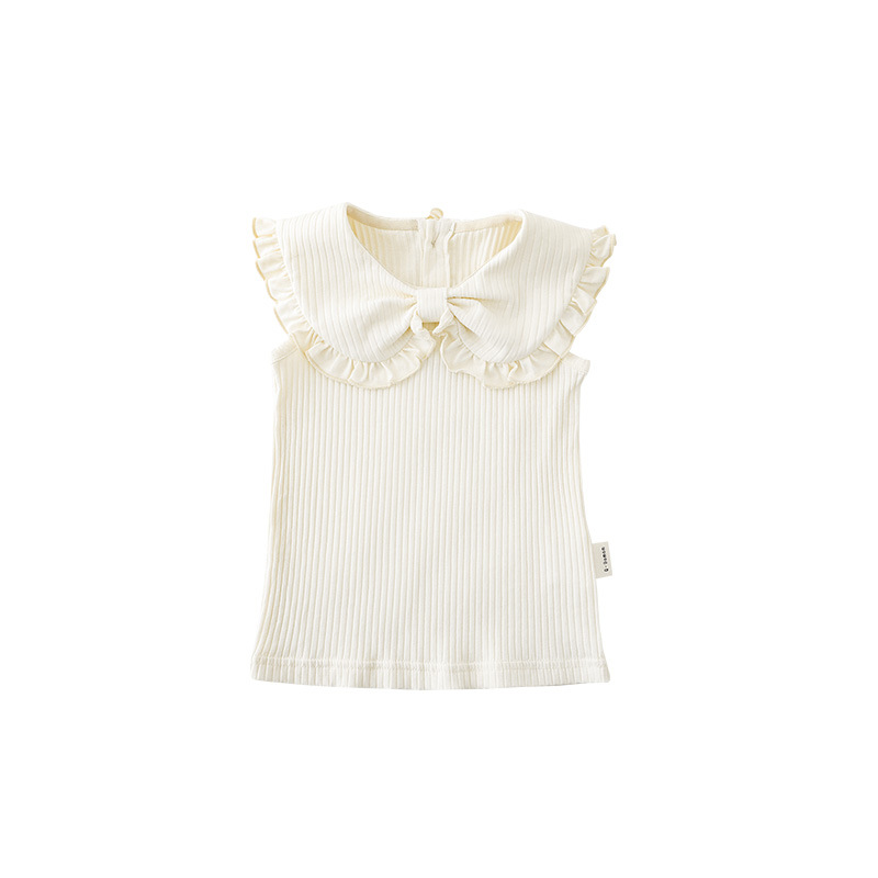 Qiududo niños lindos arco grande collar chaleco verano 2024 nuevas niñas lindo bebé chaleco fino